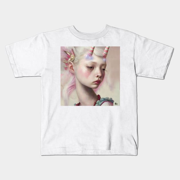 She was a sort of unicorn, created in Midjourney by Kim Turner Art Kids T-Shirt by KimTurner